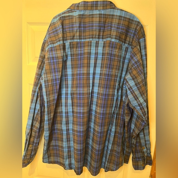 3XL Columbia Blue and Brown Plaid Button Down Shirt - Picture 4 of 5